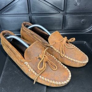 Minnetonka Brown Leather Moccasins Mens Size 11.5
